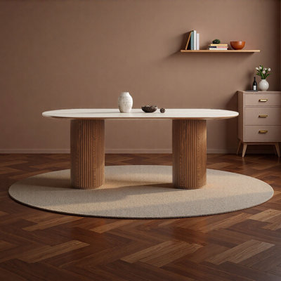Table ovale rétro de style crème