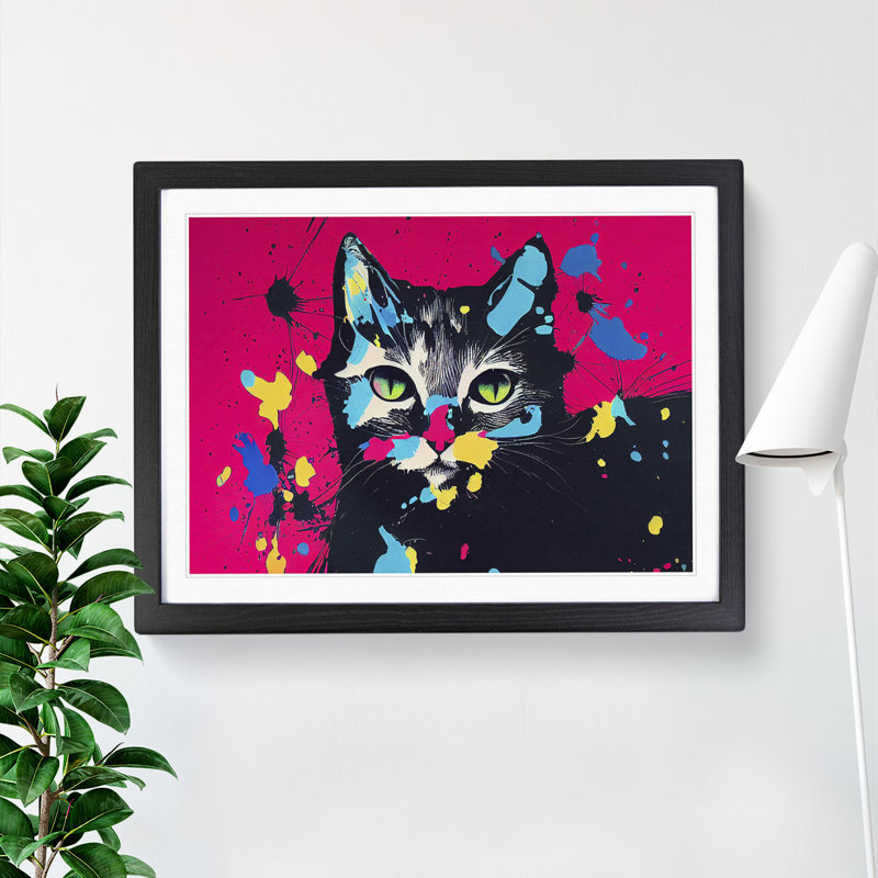 Cat Splashed Vol.1 Abstract - Framed Print, 34cm H x 46cm W x 2cm D, Black Framed