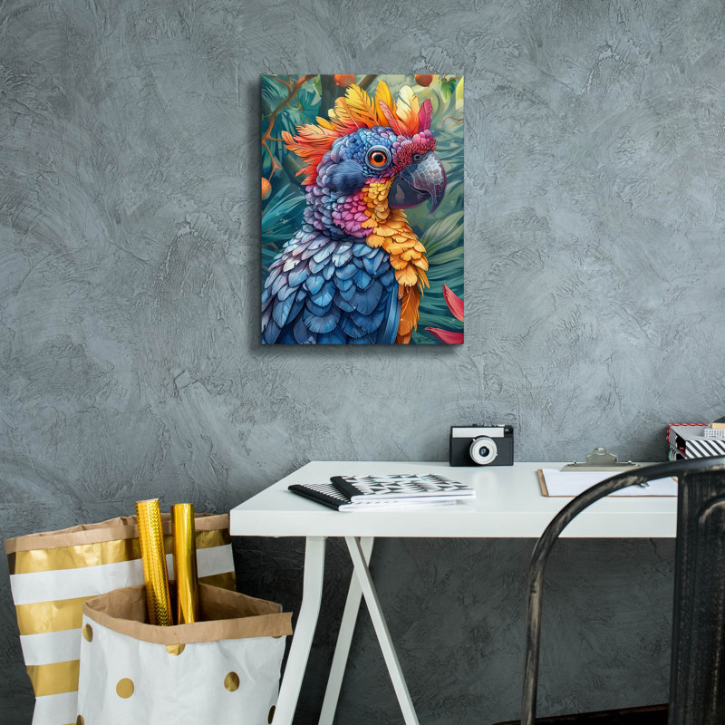 Toile épique «Parrot In Multicolor» par Momart, H 16 po x l 12 po x P 0,75 po