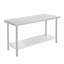 Table de travail robuste en acier inoxydable - 60 po x 24 po x 35 po avec double tablette réglable, support à déchets amovible, bord droit - station de préparation pour cuisine commerciale, garage, laboratoire