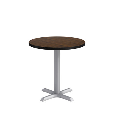KFI Studios Proof 36" Round Pedestal Table, White Top, Black X-Base