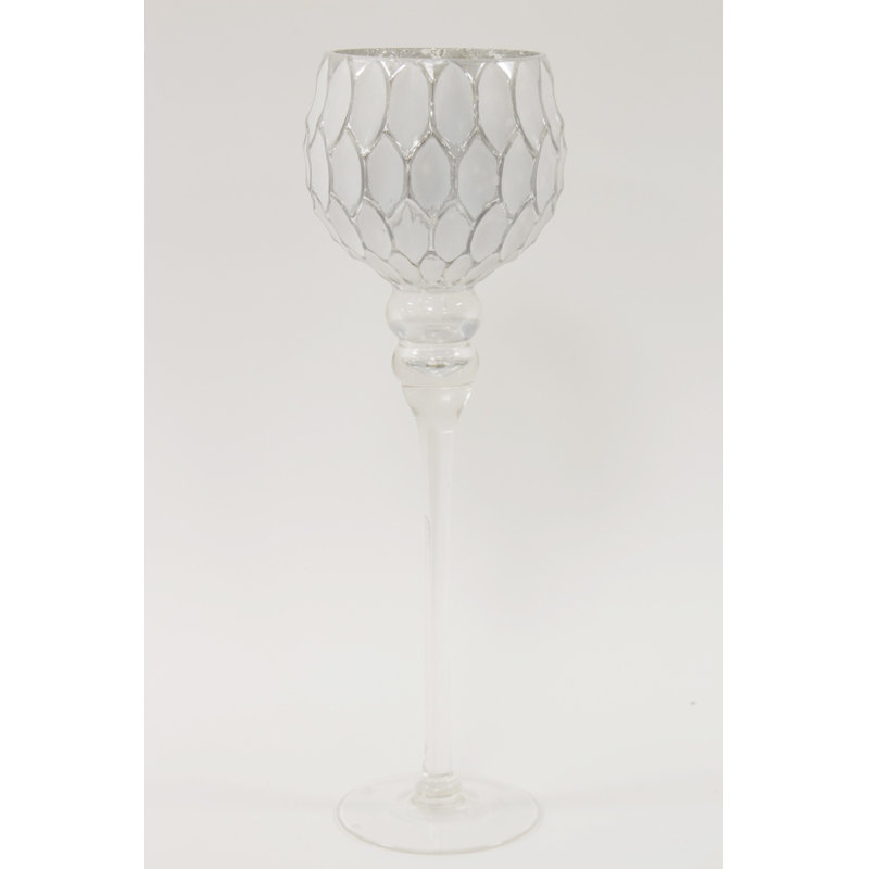 Jugtown Glass Tabletop, 40cm H x 13cm W x 13cm D, Silver/White