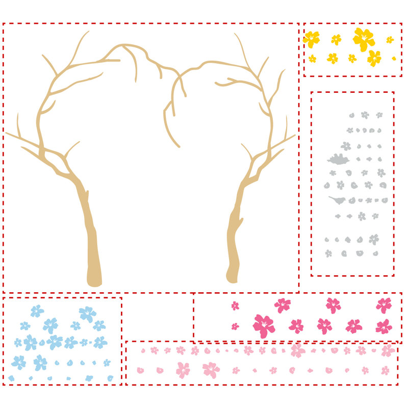 Plants & Flowers Non-Wall Damaging Wall Decal, 60" H X 68" W x 0.01" D