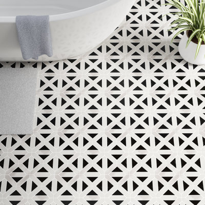 Carreau de mosaïque de sol en marbre poli à motif de treillis 12 po x 12 po