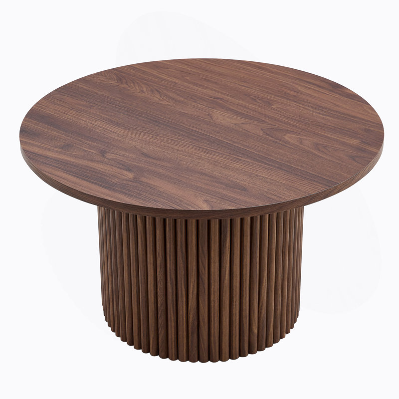 27.5" Modern Round Coffee Table, Walnut