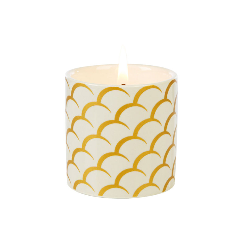 Bougie, cire, terre de feu lyrique, céramique, thé blanc et grenade, H 2,37 po x l 2,33 po x P 2,33 po
