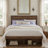 Modern Farmhouse Wood Platform Bed with Panel Headboard and Three-Zone Storage System, Queen, Taupe-1103158306-1103158316