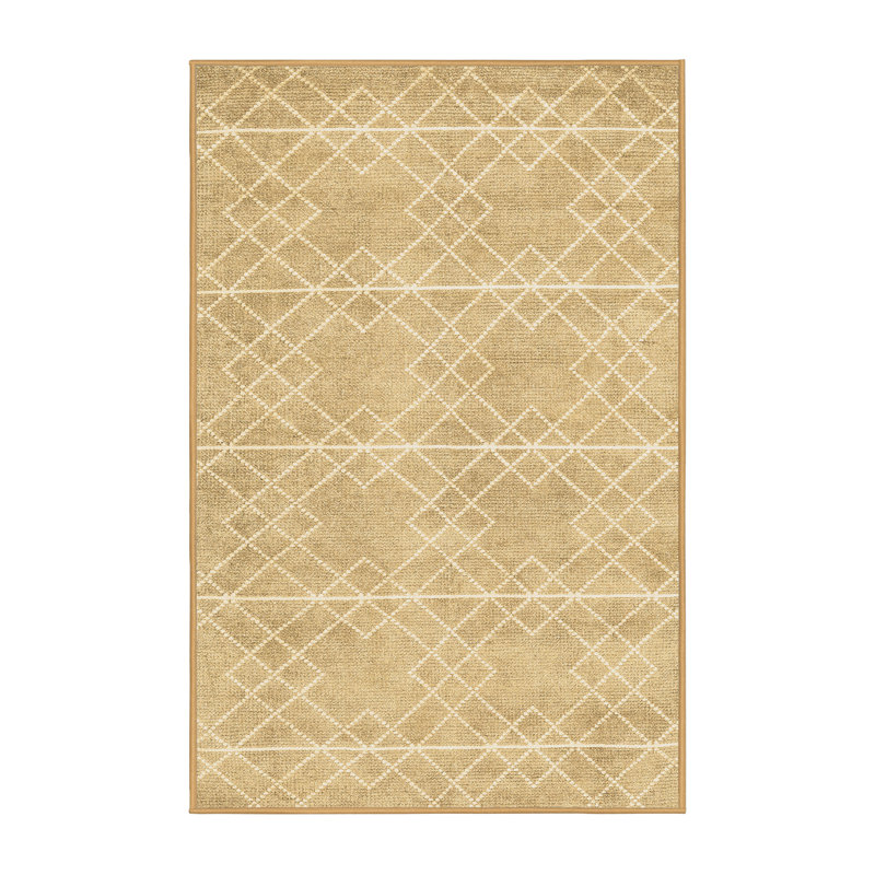 Tapis tissé à la machine à motif géométrique brun / blanc D Wilson, Rectangle 2 pi x 3 pi