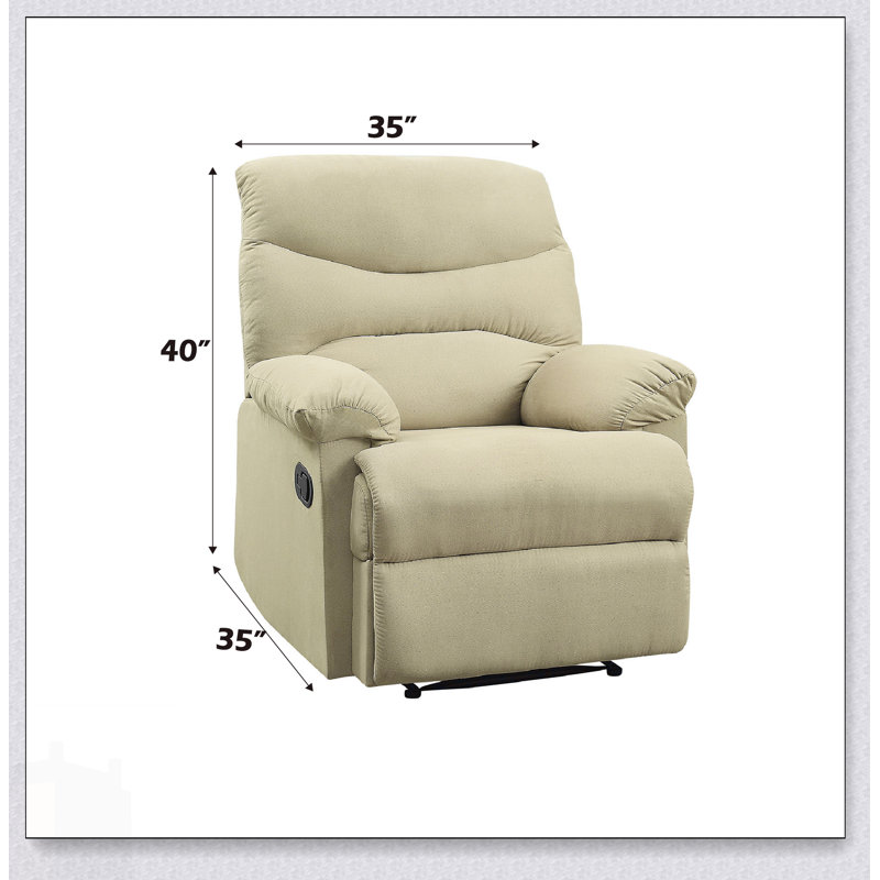 Arcadia Beige Microfiber Motion Recliner With Smooth Reclining And Plush Comfort, Perfect For Modern Living Rooms.