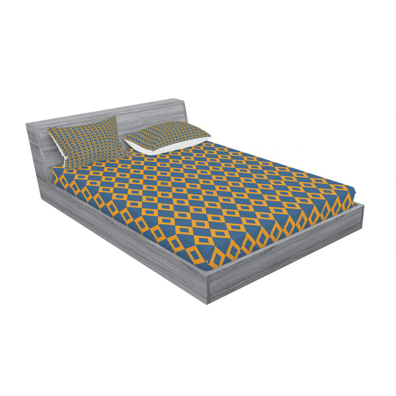 Microfiber Geometric Sheet Set, Queen Sheet Set with Fitted Sheet