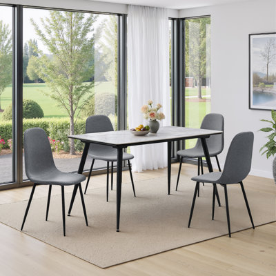 Grey 5-Piece Rectangular Dining Table Set