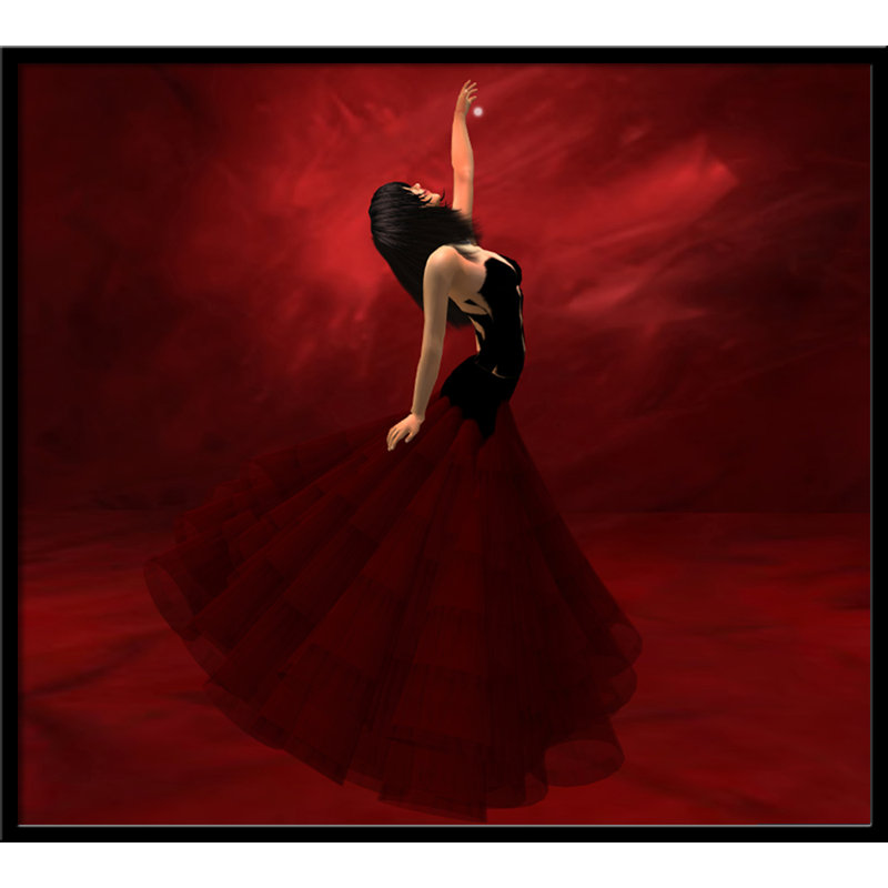 Lady in Red - impression d'art graphique, H 26,5 po x l 26,5 po x P 1,25 po, Papier encadré noir