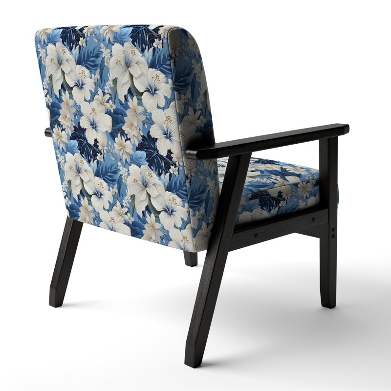 Fauteuil rembourré d'appoint tropical D, Motif d'oasis tropical azur V