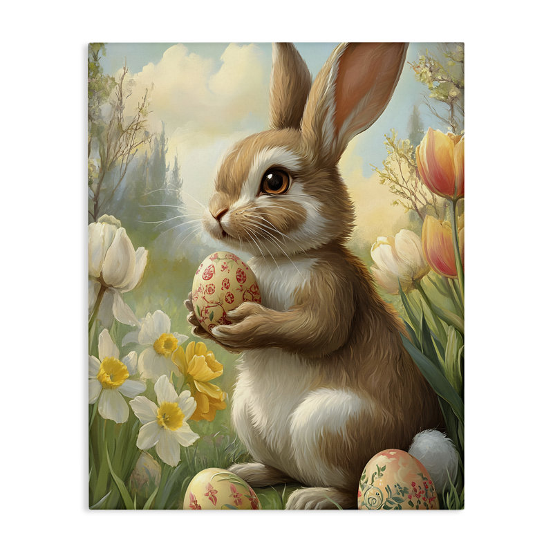 Lapin de Pâques avec toile peinte, conception de Franklyn Gregory, H 20 po x l 16 po