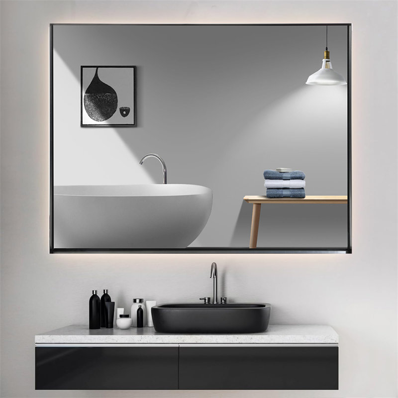 Miroir de salle de bain Bilan, Noir, 30 po x 48 po