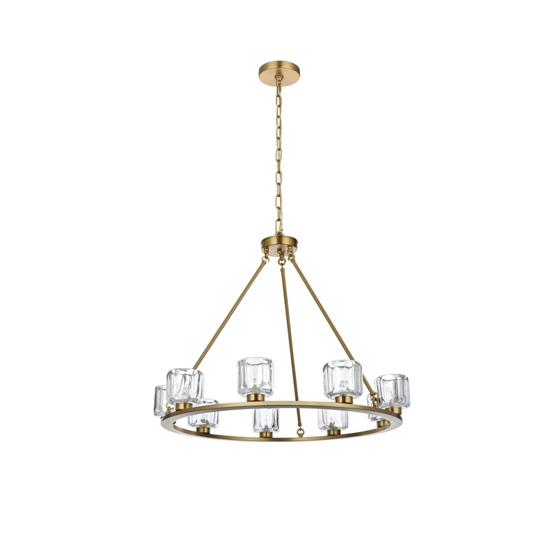 Lustre 32 pouces Enrique, H 27 po x l 32 po x P 32 po, Or satiné