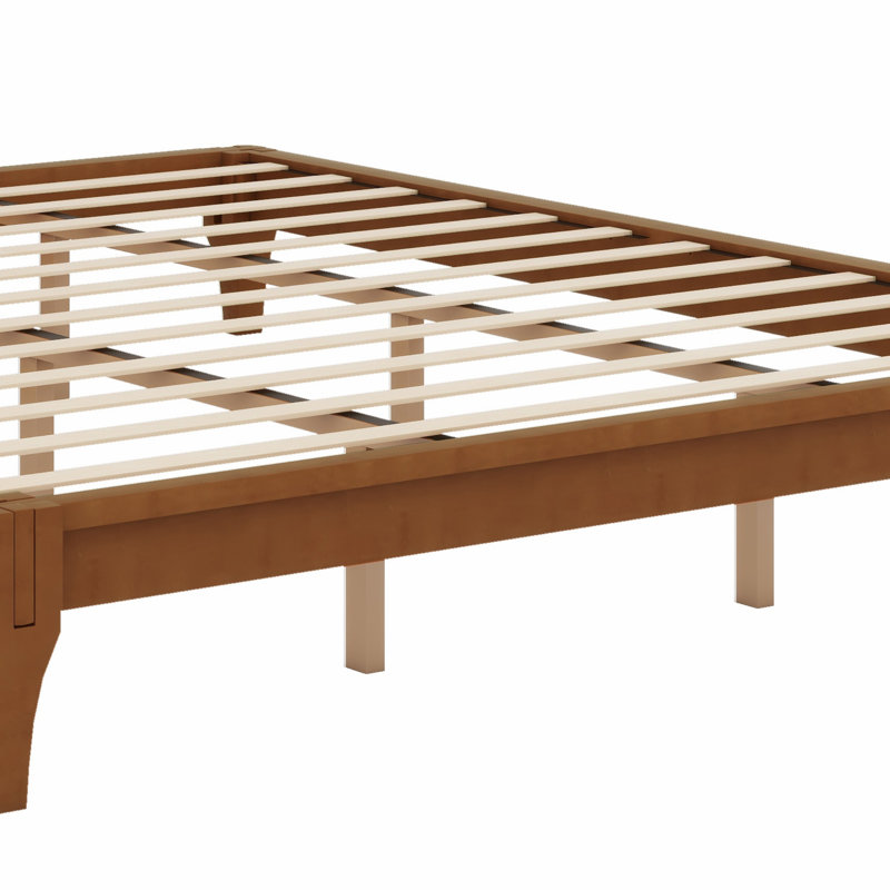 Base de lit plateforme en bois durable, support de lattes robuste, Brun