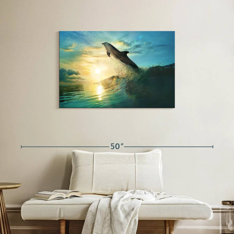 Brampt Sunset Dolphin, 24" H x 36" W