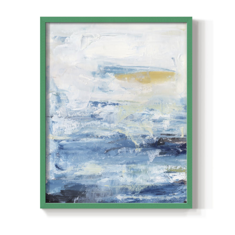 «Waves on Sand I», reproduction encadrée - bois massif, H 21 po x l 17 po, Vert