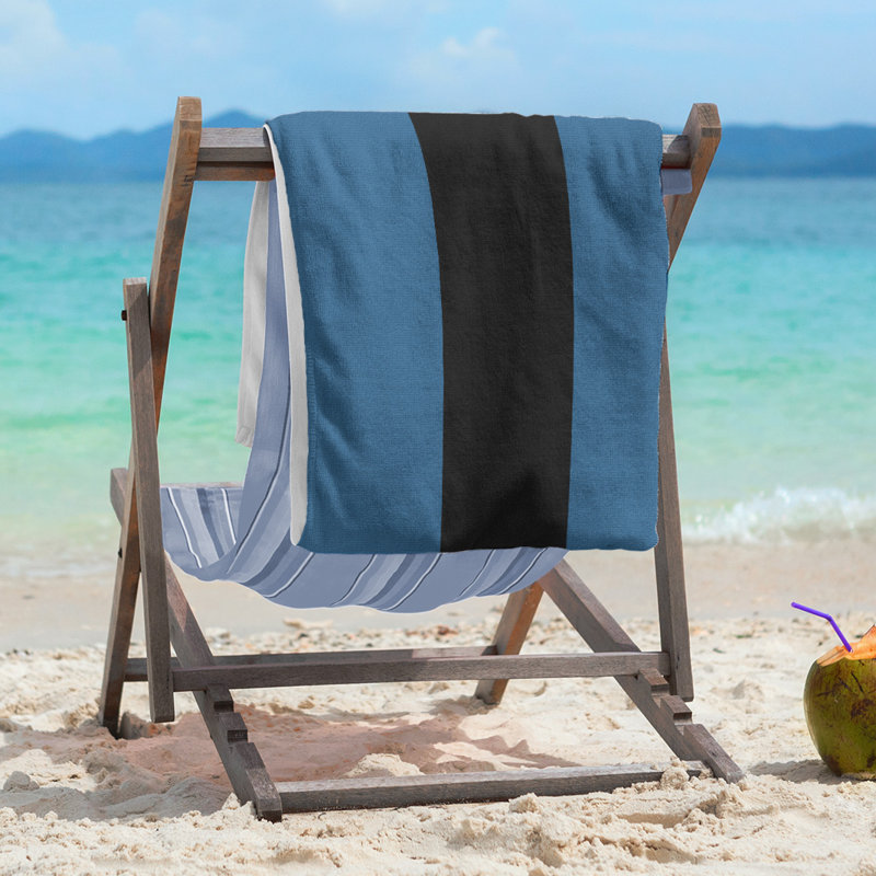 Columbus Lightweight Beach Towel, Microfiber, Blue/Black/Blue