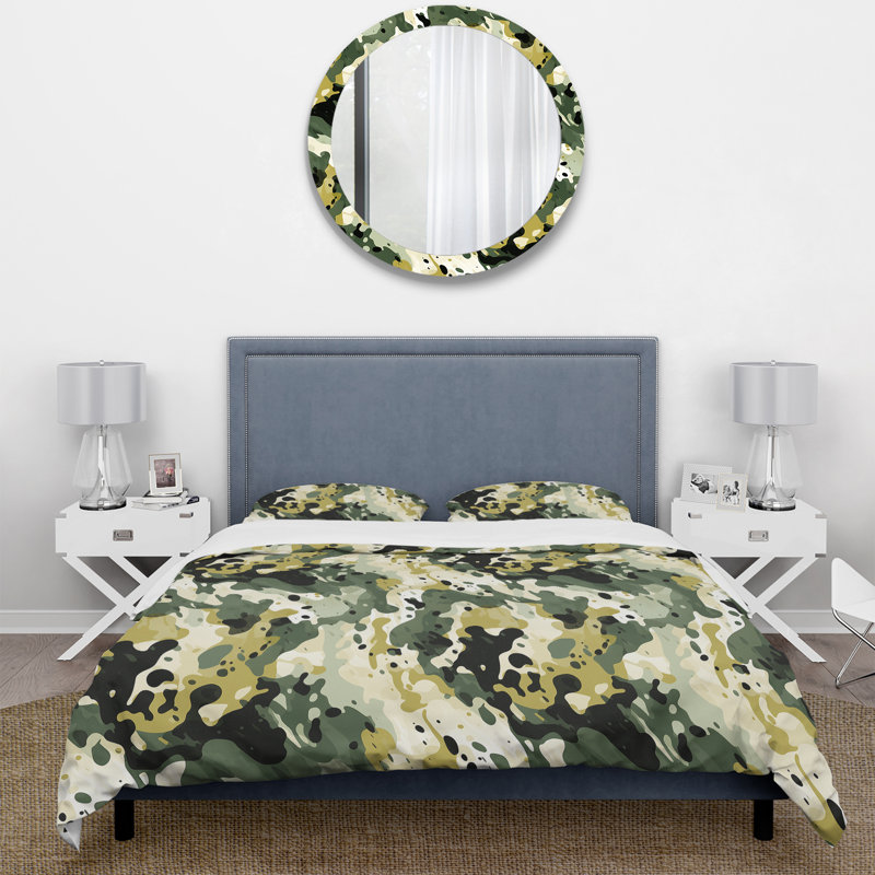 Ensemble de housse de couette camouflage vert et noir Camouflage Chic II - microfibre de polyester
