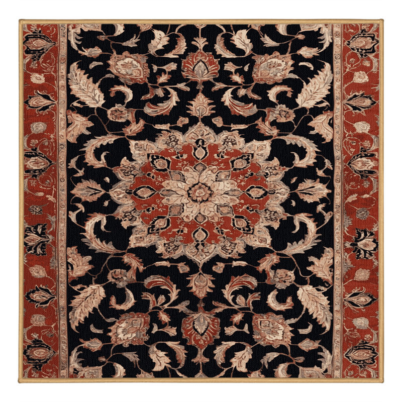 Machine Washable Persian Brown Area Rug, Square 3'