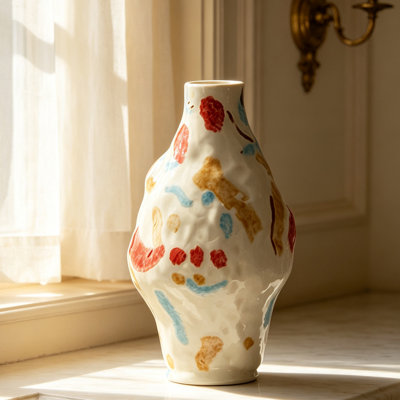Picture Color Trumpet Ceramic / Porcelain Table Vases