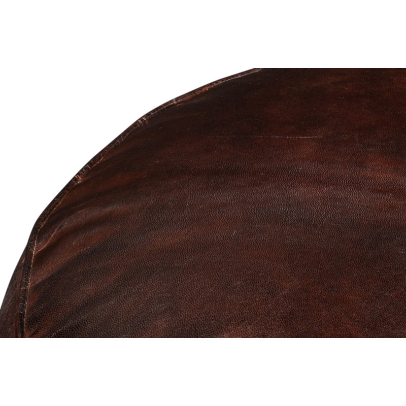 Round Pouf, Chocolate Genuine Leather