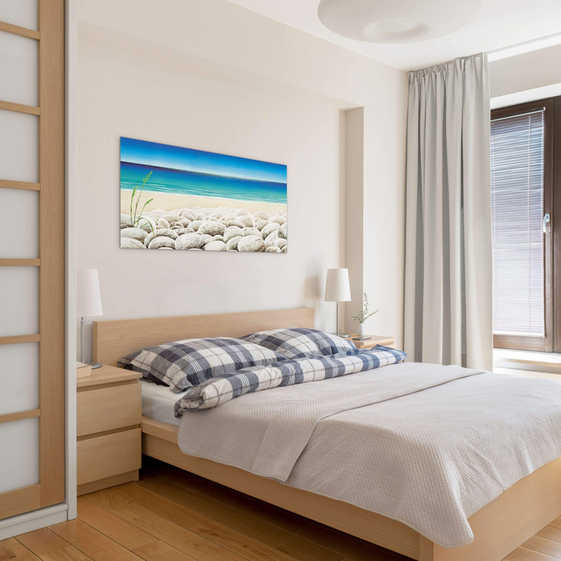 Rocks on the beach by Art Studio 50cm H x 100cm W High Quality Print on Frameless Panel, Lightweight, Ready to Hang