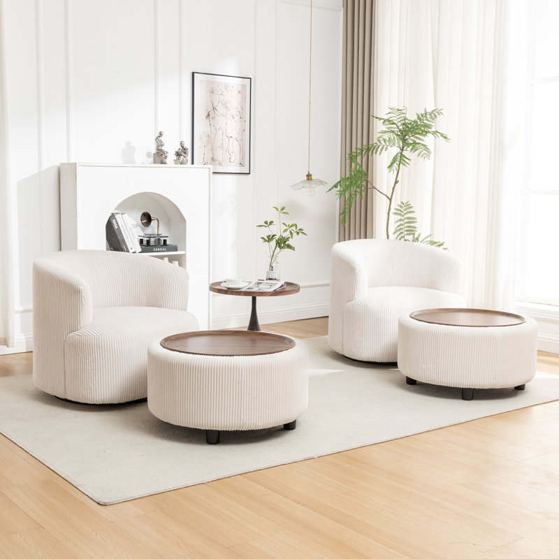 Fauteuil demi-tonneau pivotant avec repose-pieds Pietsch