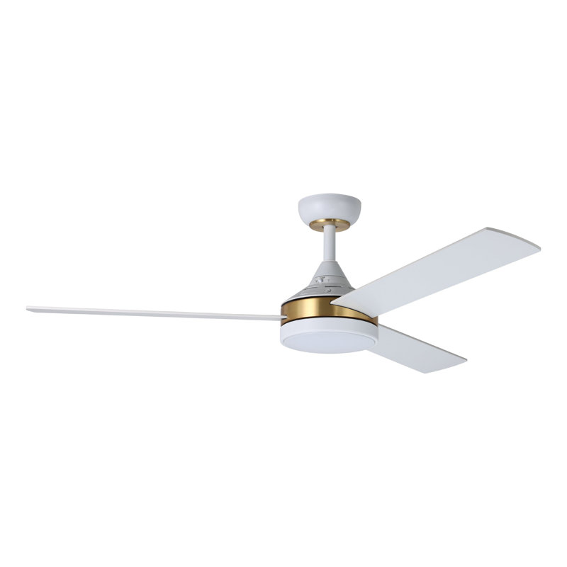 Lukka 52 inch Ceiling Fan, Satin Brass, White