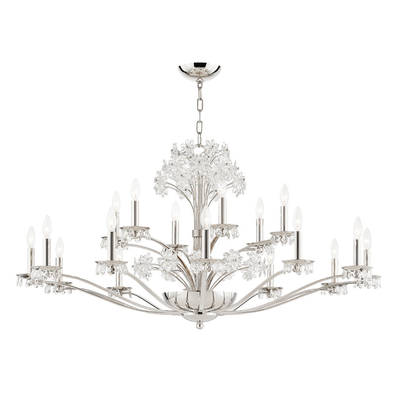 Beaumont 20 Light Chandelier - Clear Glass, Polished Nickel