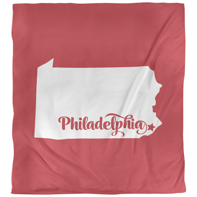 Housse de couette réversible simple Philadelphia Pennsylvania, Microfibre, Housse de couette pour très grand lit, Rouge