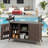 Farmhouse Solid Wood Outdoor Kitchen Island with Stainless Steel Top, Rolling Bar Cart with Lockable Wheels, Storage Cabinet for BBQ & Patio Prep-906546051