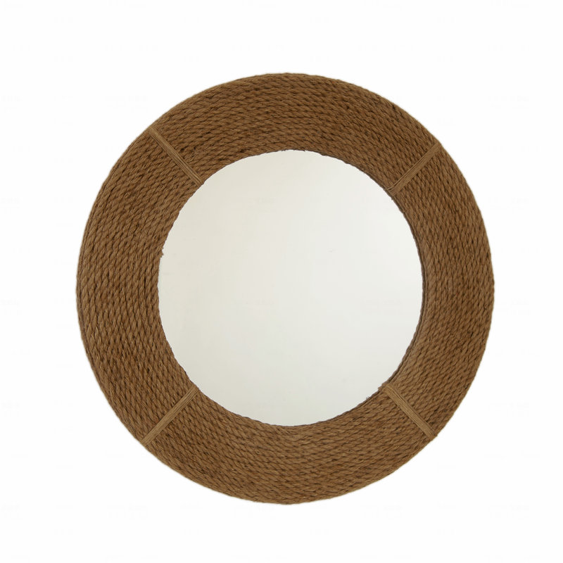 Miroir mural rond rond en chanvre naturel