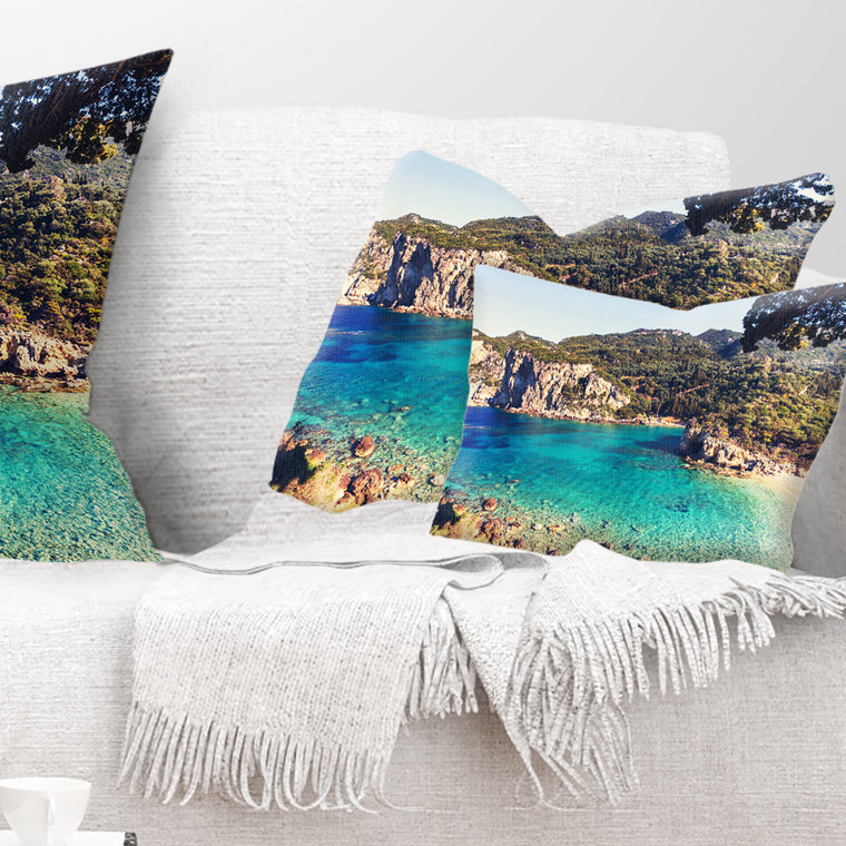 Coussin Rocky Beach avec turquoise, Rectangulaire, 12 po x 20 po