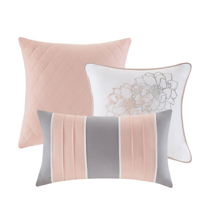 Grey/Peach Printed Cotton Bedding King - & Machine Washable Size With Grey/Peach, Filling