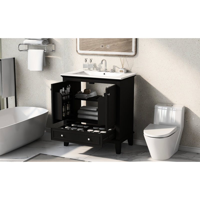 Meuble-lavabo de 30 po avec lavabo et meuble-lavabo noir 30 po