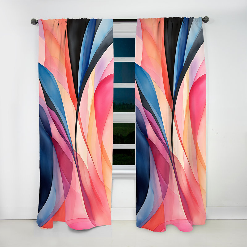 Nebeker - Abstract Curtain - Room Darkening Geometric Curtain - 1 Panels, 52" W x 108" L