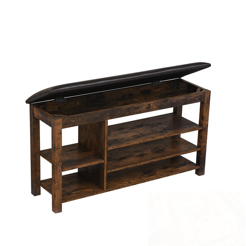 Bancs à chaussures en bois avec rangement rabattable et tablettes ouvertes