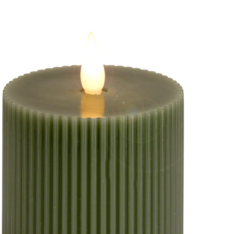 Unscented Flameless Candle, 7" H x 3" W x 3" D, Dark Green