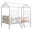Lit superposé simple argenté avec conception de maison contemporaine, construction entièrement en métal et angle pour le style de chambre à coucher, forme