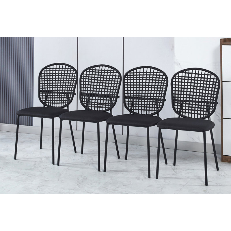 Ensemble de 4 chaises de salle à manger Sennit, Tissu noir