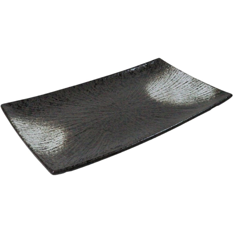 Pack Of 3 Hakumu Grey Tone Porcelain Long Rectangular Serving Platter 15"X8.5"