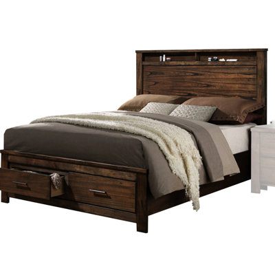 Lit en chêne avec espace de rangement - aucun sommier nécessaire, tablettes de tête de lit, tiroirs à profil bas, matériaux de construction, finition en laiton antique, exigences, tablettes pour une utilisation quotidienne et