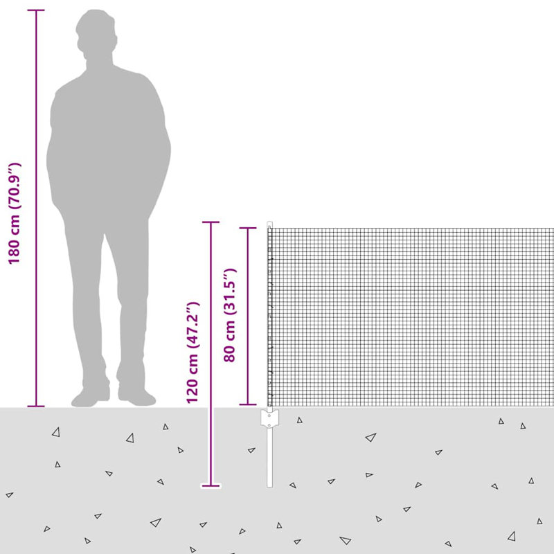 Vidaxl Fence With Posts Steel, 80cm H x 1000cm W x 2.7cm D, Silver