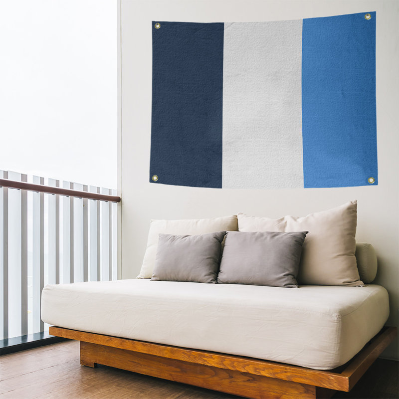 Tapisserie tennessee en polyester, H 50 po x l 59 po, Noir / blanc cassé / bleu