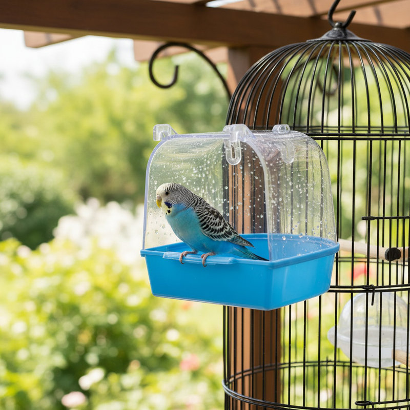 Baignoire pour oiseaux 5,12 x 5,12 x 5,3 po, Bleu