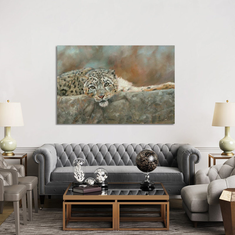 Snow Leopard Repose by David Stribbling - Wrapped Canvas Print, 152.5 cm H x 101.5 cm W