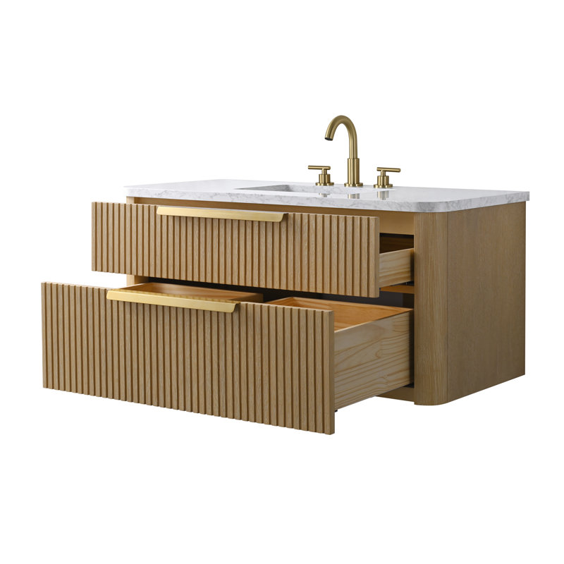 Meuble-lavabo simple mural 42 po Liljan, Chêne classique / bronze brossé